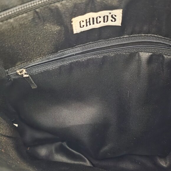 Vintage Chico's Beaded Animal Print Shoulder Bag Black Y2K Glam - Picture 5 of 9